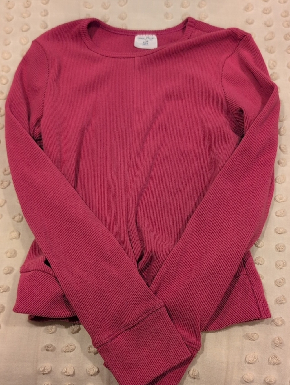 abercrombie kids Ribbed Long-Sleeve Tee in Berry Pink